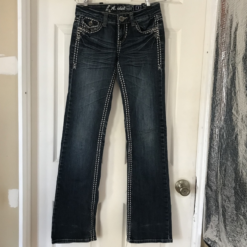 L.A. Idol Jeans Worn Size 1 Boot cut - Picture 8 of 8